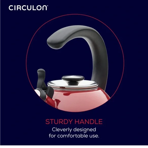 Circulon Enamel on Steel Whistling Teakettle - Picture 4 of 6